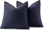 MIULEE Decorative Linen Pillow Covers 20x20 Inch Navy Boho Farmhouse Neutral Couch Throw Pillows for Bed Pack of 2 Accent Modern Pillowcase Summer Sofa Livingroom Home Decor