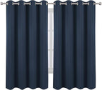 LEMOMO Blackout Curtains 52 x 63 inch/Navy Blue Curtains Set of 2 Panels/Thermal Insulated Room Darkening Bedroom Curtains