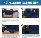 H.VERSAILTEX 4 Piece Stretch Sofa Covers for 3 Cushion Couch Covers for Living Room Furniture Slipcovers (Base Cover Plus 3 Seat Cushion Covers) Thicker Jacquard Fabric (Large Sofa, Navy)