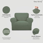 Easy-Going Stretch Chair Sofa Slipcover 1-Piece Couch Sofa Cover Furniture Protector Soft with Elastic Bottom for Kids, Pet. Spandex Jacquard Fabric Small Checks (Chair, Greyish Green)