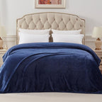 Exclusivo Mezcla Fleece Blanket King Size for Bed, Super Soft and Warm, All Season, Cozy, Plush, Lightweight, 90x104 Inches, Navy Blue