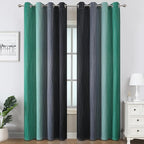 Estelar Textiler Black and Green Ombre Blackout Curtains & Drapes for Living Room, Thermal Insulated Grommet Energy Saving Window Gradient Curtains for Bedroom, 52Wx108L, 2 Panels
