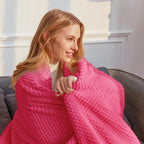 Whale Flotilla Extra Large Fuzzy Fleece Throw Blanket for Couch, 50x70 Inch Fluffy Warm Soft Jacquard Blankets for All Season, Lightweight and Cozy, Hot Pink