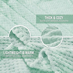 Exclusivo Mezcla Fleece Bed Blanket Twin Size, Super Soft and Warm Blankets for Couch, Sofa and Bed Waffle Textured, Cozy, Fuzzy and Lightweight (Mint Green, 60x80 inches)