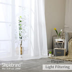 Simplebrand Sheer White Curtains 120 Inches Long, Extra Long Rod Pocket Solid Color Window Sheer Curtain Panels, Elegant Curtains & Drapes for Living Room, Bedroom 2 Panels (White, 2x42x120'')