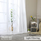 Simplebrand Sheer White Curtains 120 Inches Long, Extra Long Rod Pocket Solid Color Window Sheer Curtain Panels, Elegant Curtains & Drapes for Living Room, Bedroom 2 Panels (White, 2x42x120'')