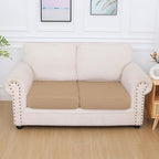 hyha Milk Silk Couch Cushion Covers, Soft Magic Sofa Covers Washable for 2 Cushion Couch, Stretch Sectional Outdoor Cushion Covers for Patio Furniture with Elastic Bottom(2 Packs, Camel)