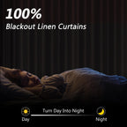 Guken Oatmeal 100% Blackout Curtains 90 Inch Length 2 Panels Set for Living Room Bedroom Back Tab Thermal Insulated Black Out Linen Drapes Room Darkening Window Curtains 90 Inches Long
