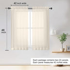 OWENIE Sheer Cream Curtains 84 Inch Length 2 Panels Set for Living Room Bedroom, Rod Pocket Voile Sheer Panel Drapes, Cream, 2pcs, Each 42" W x 48" L