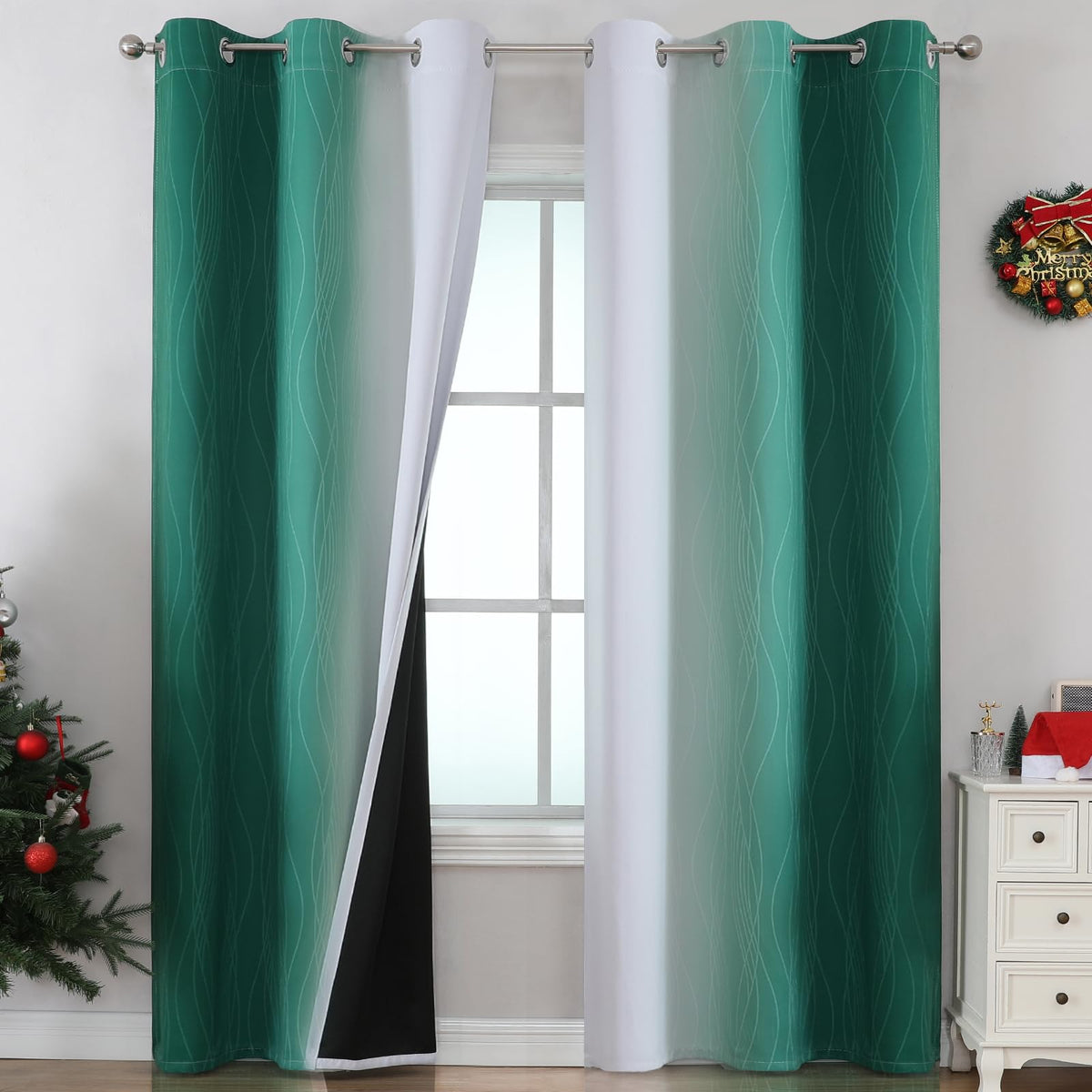 Pink and Grey Ombre Blackout Curtains for Living Room 84 Inch Long 2 Panels