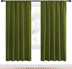 NICETOWN Christmas Window Curtains Blackout Drapes for Gifts, Thermal Insulated Solid Rod Pocket Blackout Curtains/Draperies for Living Room (Olive Green, 1 Pair, 52 by 72-Inch)