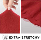 PureFit Super Stretch 4 Seater Sofa Slipcover – Spandex Non Slip Soft Couch Sofa Cover, Washable Furniture Protector with Non Skid Foam and Elastic Bottom for Kids, Pets （XX Large, Red）