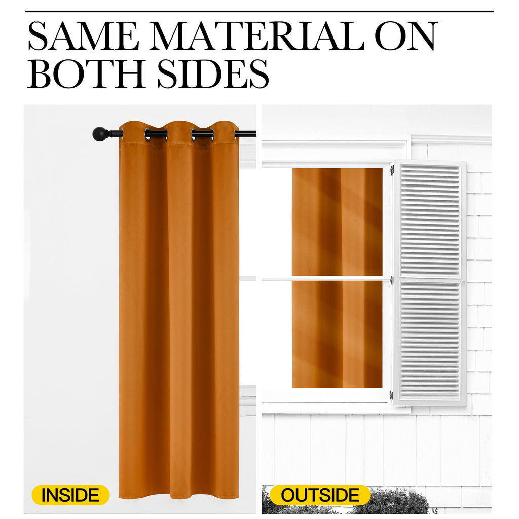 NICETOWN Room Darkening Cafe Satin Curtains for Small Windows, 42" Wide by 84" Long, 2 Panels, Orange, Grommet Privacy Faux Silk Blackout Drapes for Bedroom