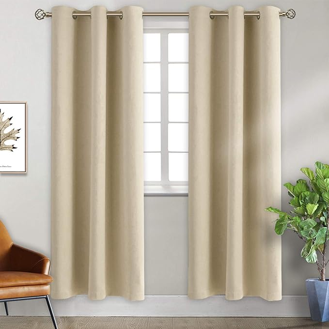 BGment Beige Room Darkening Curtains 84 Inch for Living Room - 2 Panels