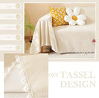 HANDONTIME Beige Couch Covers for 3 Cushion Couch - Cute Daisy Lace Pet Protector - Thick Chenille - 71" X134"