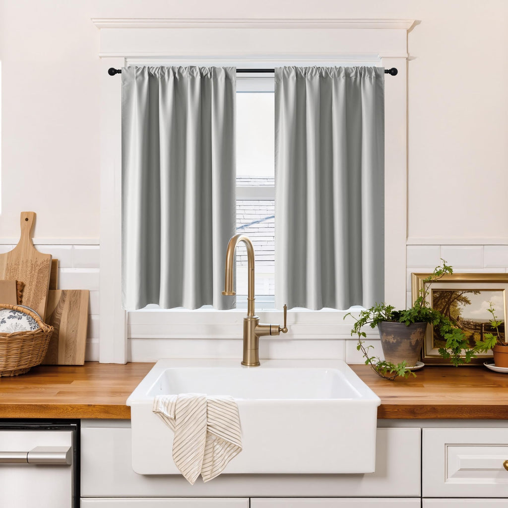 RYB HOME 100% Blackout Short Curtains for Small Window, Thermal Insulated