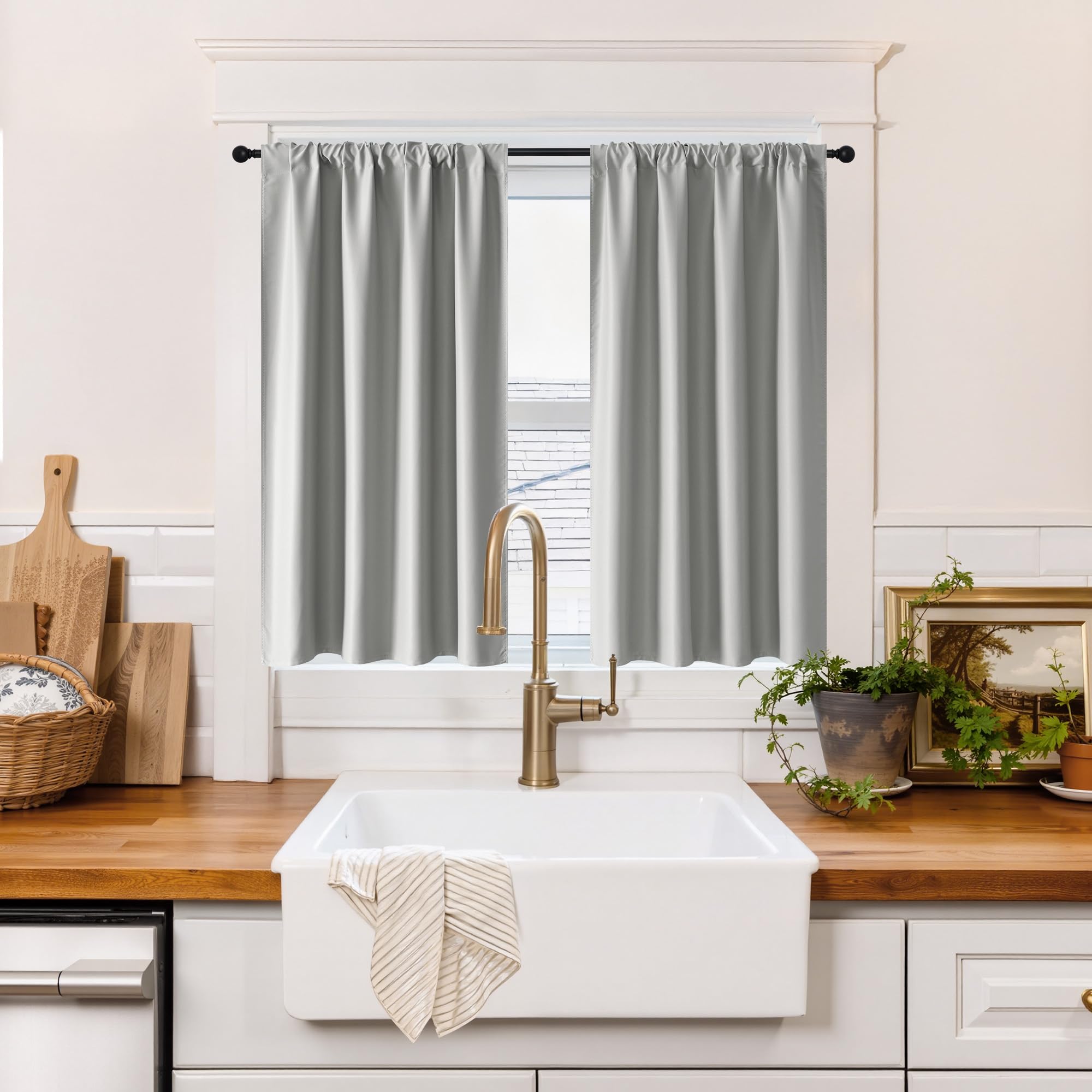 RYB HOME 100% Blackout Short Curtains for Small Window, Thermal Insulated