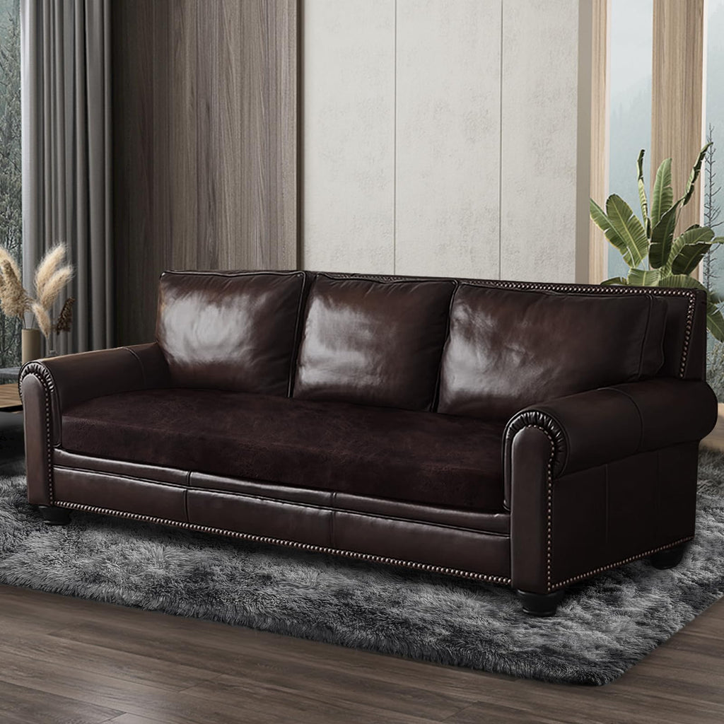 ANARACHON Leather Look Couch Cushion Covers Sofa Seat Slipcovers Sets Couches Furniture Protector for Sectional Armchair Loveseat Pets Kids Stretch Spandex Fabric (1 Cushion XL Sofa, Chocolate)
