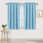 DWCN Light Blue Room Darkening Blackout Curtains - Thermal Insulated Privacy Energy Saving Window Curtain Drapes 52 x 54 inch Length, Set of 2 Bedroom Living Room Curtains