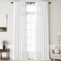 Nanspring White Extra Long Curtains 2 Panels Set 128 Inches Long for Dinning Room Back Tab Rod Pocket Light Filtering Semi Sheer Drapes Linen Textured Window Curtain for Bedroom 52x128
