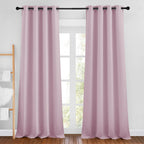 NICETOWN Kitchen Room Darkening Curtains and Drapes - Triple Weave Energy Saving Thermal Insulated Solid Grommet Room Darkening Panels for Patio (1 Pair, 46 inches by 90 Inch, Baby Pink)