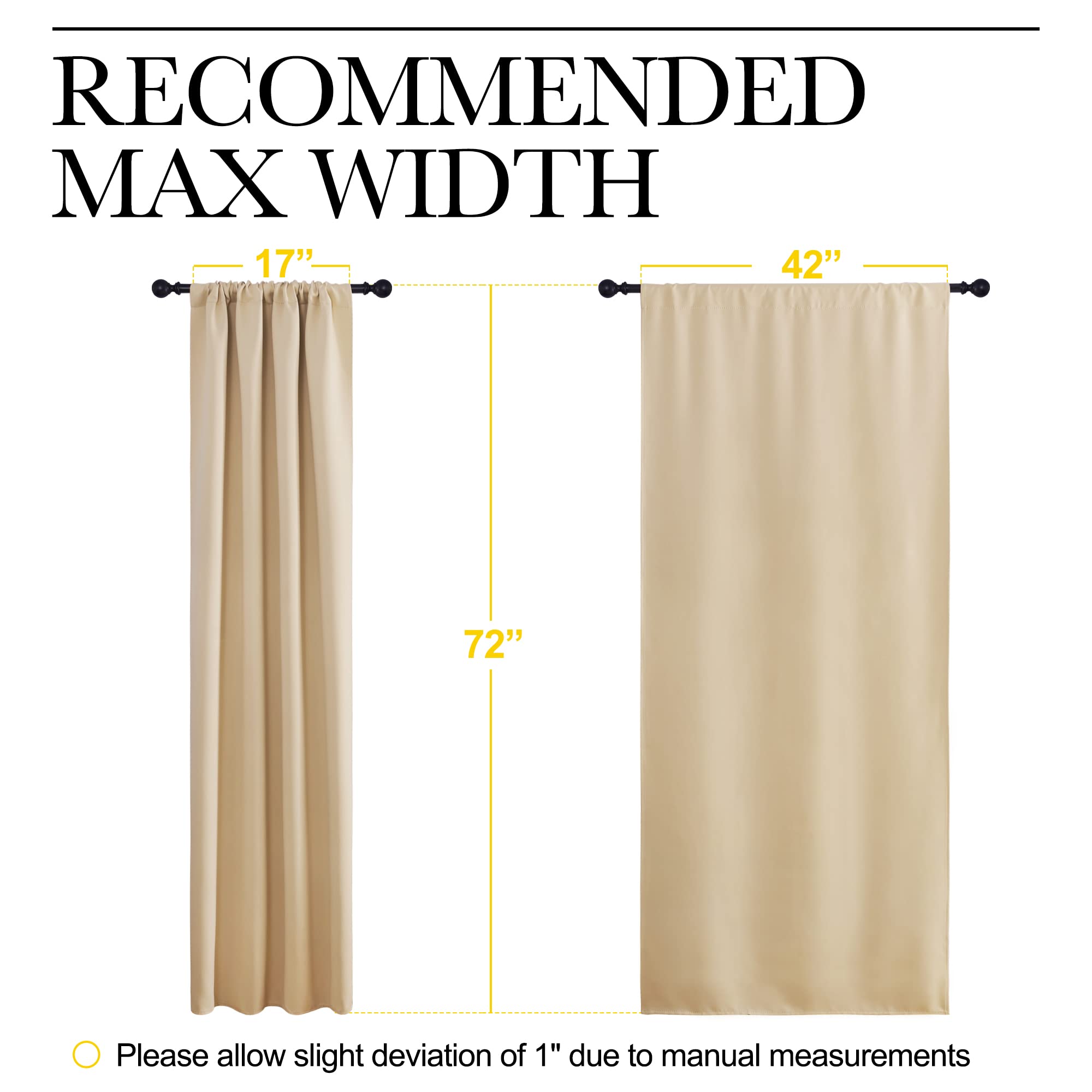 NICETOWN Kitchen Room Darkening Curtains - Panel Home Fashion Thermal Insulated Solid Rod Pocket Curtains for Window(Biscotti Beige, 1 Pair, 42 inches Wide by 72 inches Long)