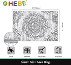 HEBE Washable Area Rug - 2'x3' Non Slip Soft Distressed Medallion Bedroom Boho Living Room Accent Throw Vintage Entry Floor Carpet for Dining Room Bathroom Entryway