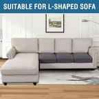 H.VERSAILTEX Super Stretch Individual Seat Cushion Covers Sofa Covers Couch Cushion Cover Slipcover Sets Thick Jacquard Textured Twill Fabric (3 Piece Sofa Cushion Covers, Grey)