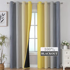Estelar Textiler Yellow and Gray Blackout Curtains 96 Inches Long, Ombre Thermal Insulated Gradient Window Drapes for Bedroom, Full Light Blocking Curtains for Living Room,52x96 Inch, 2 Panels