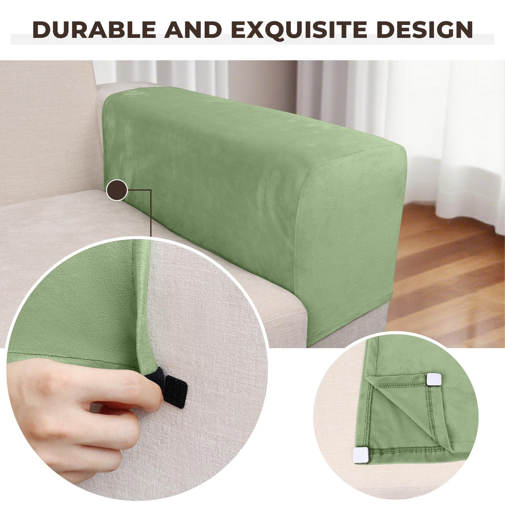 Taque Couch Arm Covers 2 Pcs Sofa Armrest Covers Stretch Couch,Armrest Cover for Chairs Scratch-Resistant Sofa Arm Cover Armchair Slipcovers,Avocado Green