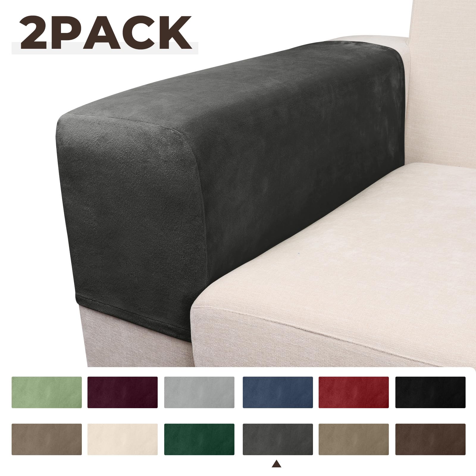Taque Couch Arm Covers 2 Pcs Sofa Armrest Covers Stretch Couch,Armrest Cover for Chairs Scratch-Resistant Sofa Arm Cover Armchair Slipcovers,Grey