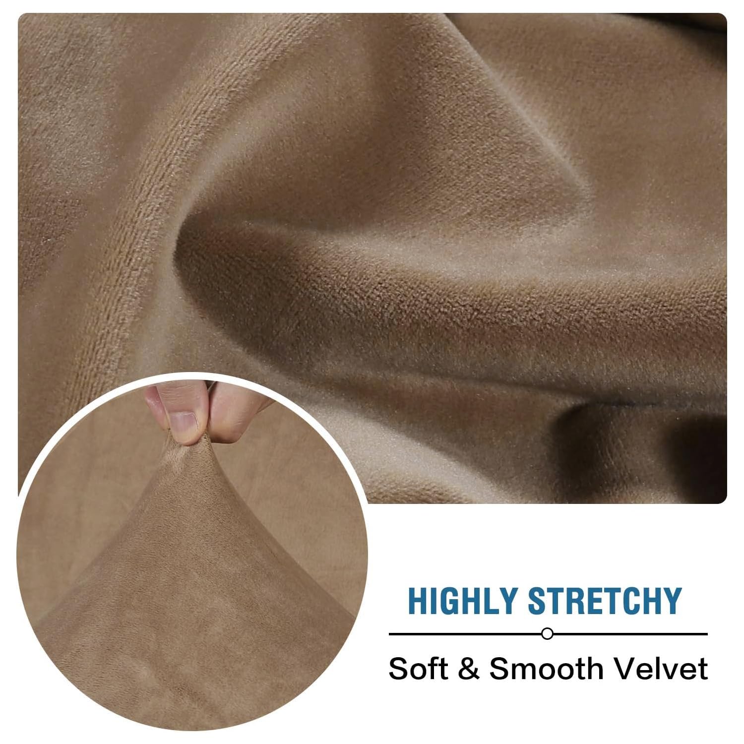 H.VERSAILTEX Velvet Stretch Individual Chaise Cover Sectional Couch Covers for L Shaped Sofa Both Left/Right Furniture Protector Seat Cushion Sofa Cover (1 Piece Chaise Cover, Camel)