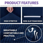 ZNSAYOTX Super Stretch Couch Cover Love Seat Sofa Covers for Living Room Dogs Pet Friendly Furniture Protector Spandex Loveseat Slipcovers with Anti Slip Foam Sticks (Navy Blue, Loveseat)