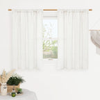 LAMIT Ivory White Linen Curtains 48 Inch Length for Bedroom, 2 Panels