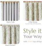 jinchan Blackout Floral Curtains for Living Room Bedroom Linen Blend Curtain Farmhouse Green Printed with Lined Back Tab Rod Pocket Drapes Window Treatments 2 Panels 63 Inch