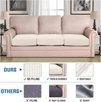 H.VERSAILTEX Super Stretch Individual Seat Cushion Cover Sofa Covers Couch Cushion Covers Slipcover Sets Thick Jacquard Textured Twill Fabric (3 Piece Sofa Cushion Covers, Porcelain White)