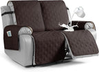 VANSOFY Waterproof Recliner Couch Covers, Sofa Covers 1-Piece Washable Reclining Sofa Cover Non-Slip Furniture Protector with Elastic Straps Pocket for Dogs, Pets(Chocolate,Oversized 2 Seater)