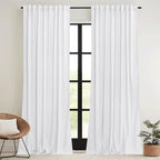 RYB HOME White Velvet Curtains 72 inches with Hook Belt, Soft Fabric Room Darkening Thermal Insulated Luxurious Home Decor Curtains for Living Room Bedroom, W 52" x L 72", 2 Panels Set