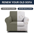 Cupuamon 2026 New Stretch Chair Sofa Slipcovers Couch Cover for 1 Seater Furniture Protector Sofa Covers with Elastic Bottom Jacquard Fabric Small Checks for Pets, Kids - Khaki