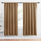 NICETOWN Window Curtains Blackout Drapes, Gold Brown, 1 Pair, 52 by 72-Inch, Thermal Insulated Solid Rod Pocket Blackout Curtains/Draperies for Living Room