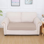 hyha Milk Silk Couch Cushion Covers, Soft Magic Sofa Covers Washable for 2 Cushion Couch, Stretch Sectional Outdoor Cushion Covers for Patio Furniture with Elastic Bottom(Medium, Taupe)