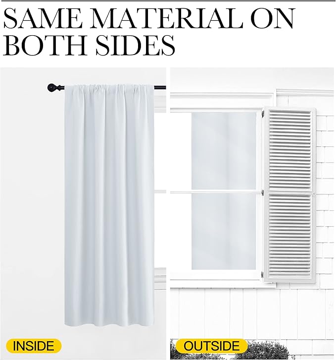 NICETOWN Kitchen Room Darkening Curtains - Window Treatment Thermal Insulated Rod Pocket Room Darkening Curtains/Drapes for Bedroom (2 Panels, 42 by 84, Platinum - Greyish White)