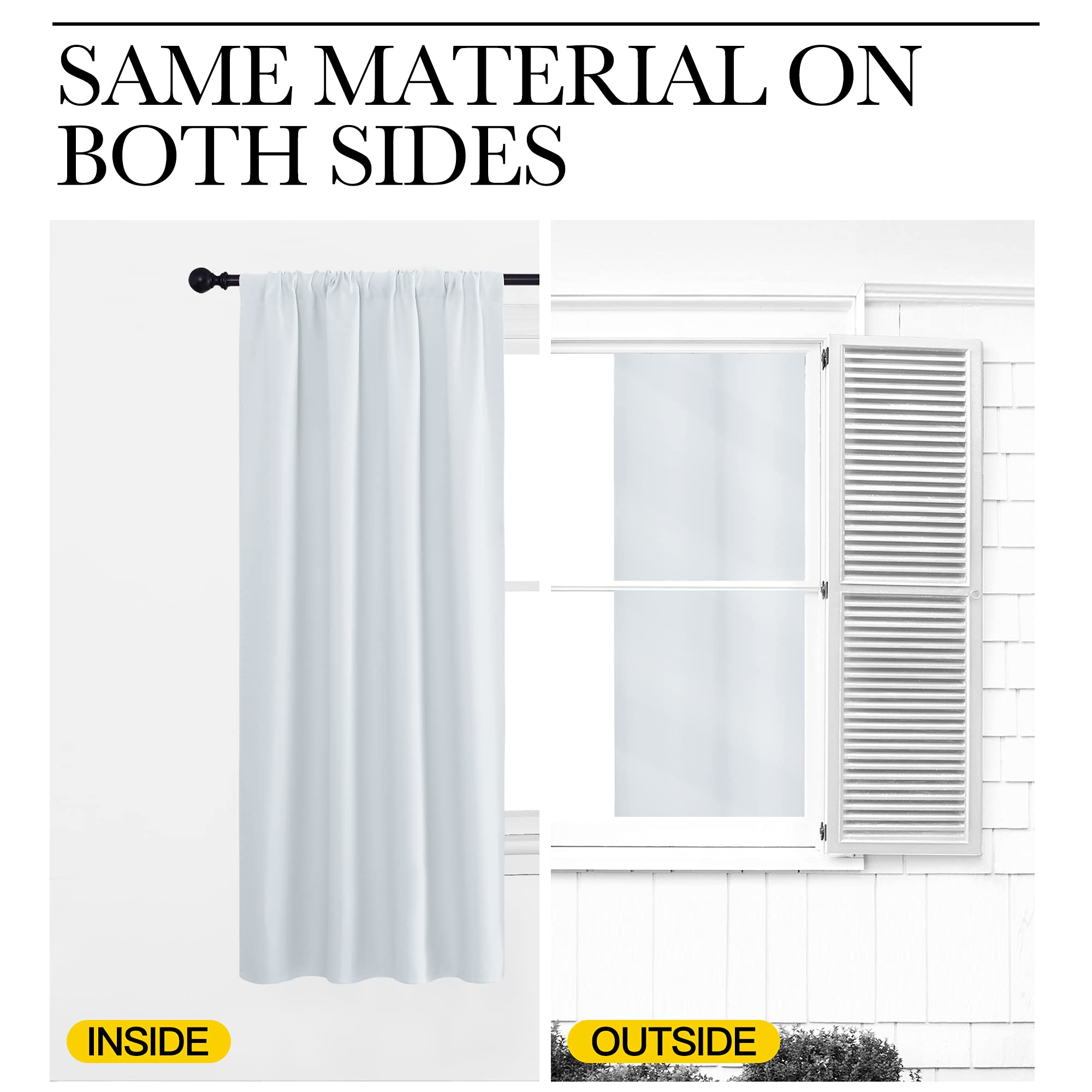 NICETOWN Greyish White Window Curtain Panels - Thermal Insulated Rod Pocket Room Darkening Curtain Sets for Bedroom (Greyish White, 2 Panels, 34 in x 84 in (W x L))