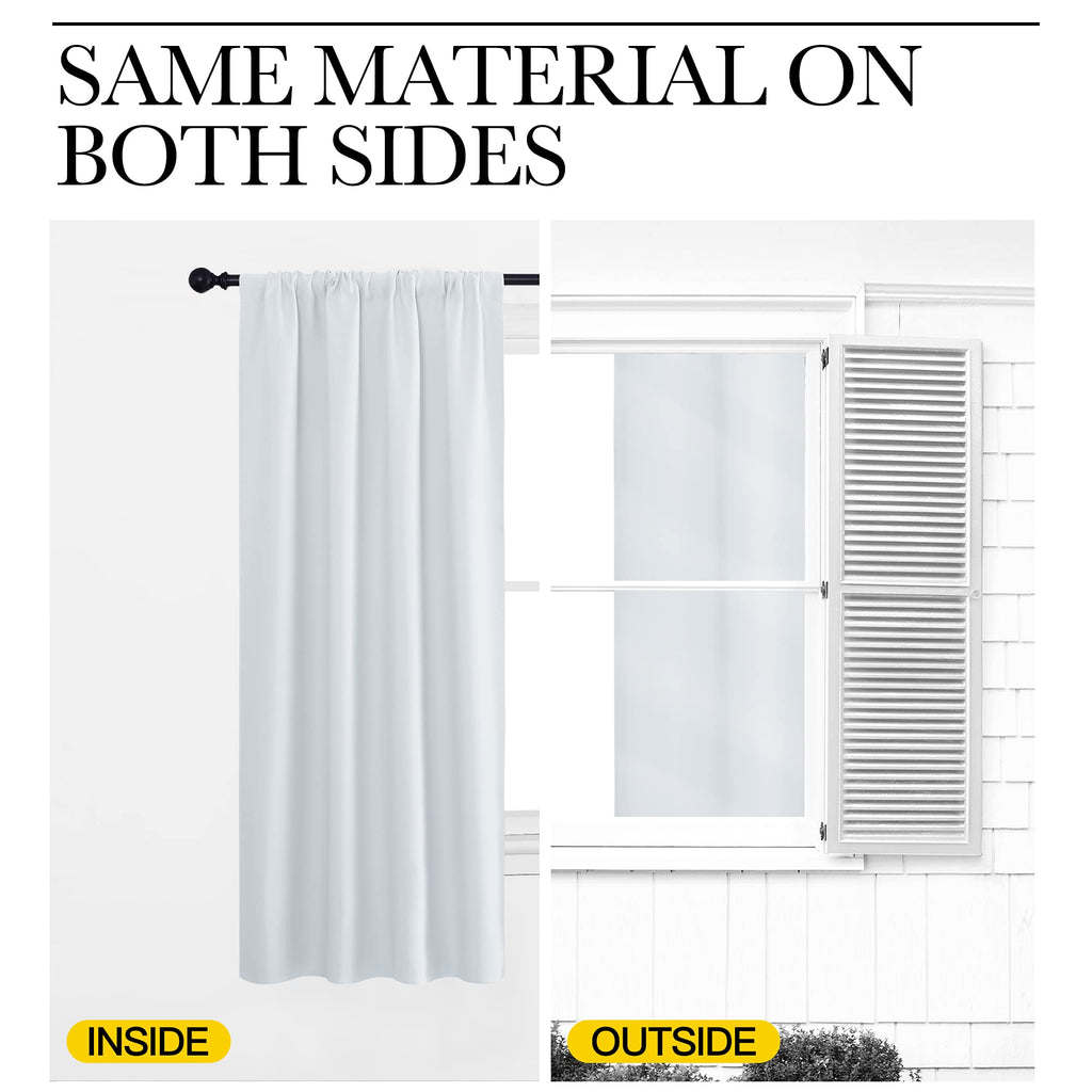 NICETOWN Greyish White Bedroom Curtain Panels - Multi-Function Noise Reducing Performance Window Treatment Thermal Insulated Rod Pocket Room Darkening Drapes for Nursery (2 Panels, 52 by 84)