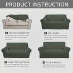 Easy-Going Stretch Chair Sofa Slipcover 1-Piece Couch Sofa Cover Furniture Protector Soft with Elastic Bottom for Kids, Pet. Spandex Jacquard Fabric Small Checks (Chair, Olive Green)