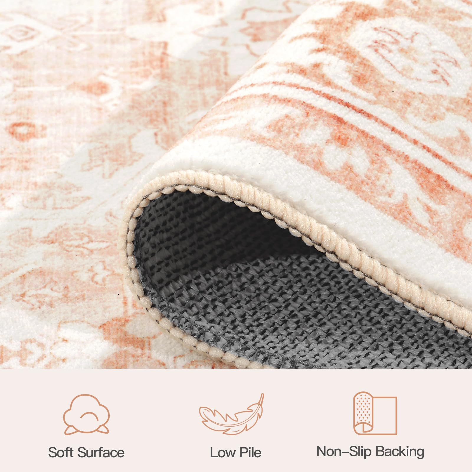 9x12 Area Rugs for Living Room, Pink Washable Non-Slip Large Carpet