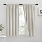 RYB HOME Natural Linen Blended Curtains for Living Room, Blackout Thermal Insulated Window Drapes with White Liner Classy Home Decor for Guest Room Nursery, Natural, W52 x L63 inch, 2 Panels