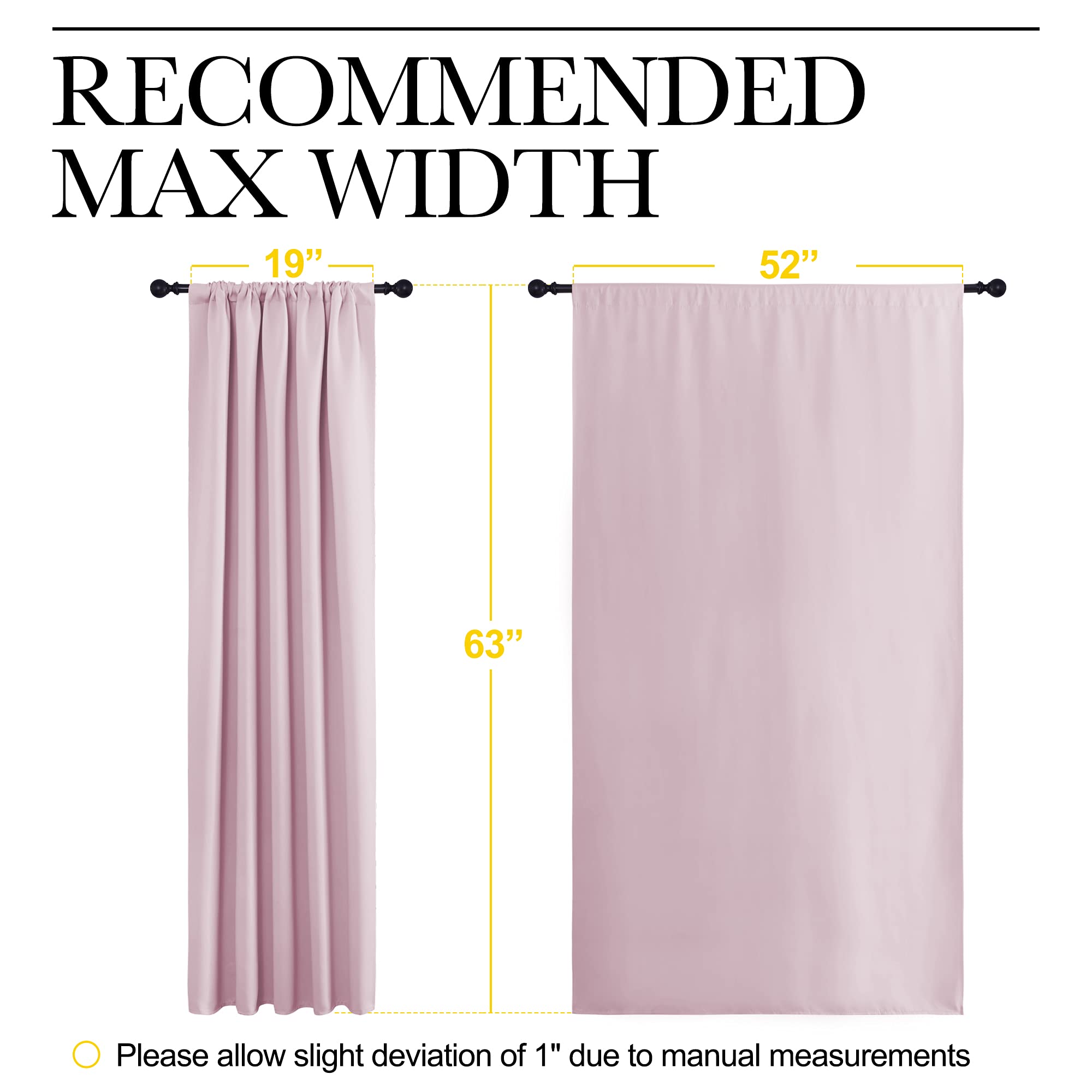 NICETOWN Room Darkening Curtains and Drapes - Thermal Insulated Rod Pocket Room Darkening Draperies for Dining Room (Lavender Pink, 2 Pieces, 52 inches Width by 63 inches Length)