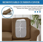 XINEAGE New 4 Pieces Couch Covers for 3 Cushion Couch Super Stretch Thick Soft Sofa Cover Anti Slip Sofa Slipcover Dogs Cats Furniture Protector (Brown, 71"-91")