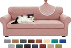 XINEAGE New 3 Pieces Couch Covers for 2 Extra Large Cushion Sofa Super Stretch Sofa Cover for 2 Large Seat Universal Loveseat Slip Cover for Living Room (Dusty Pink), 71"-91"(2 Cushions)